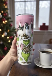 Termohrnek- grinch/ růžový 